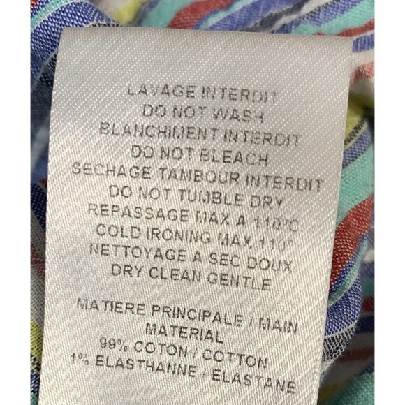 See by Chloe Top Blouse Women Size 36 4 Stripe Pink Blue Off Shoulder Ruffle B60 - Picture 8 of 8